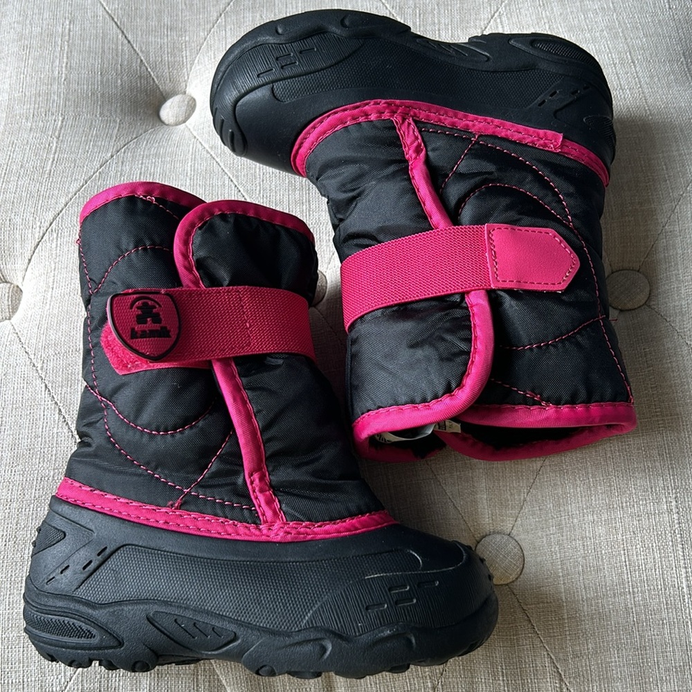 Kamik Snowybug Kids Black and Pink Waterproof Insulated Winter Boots Sz 10